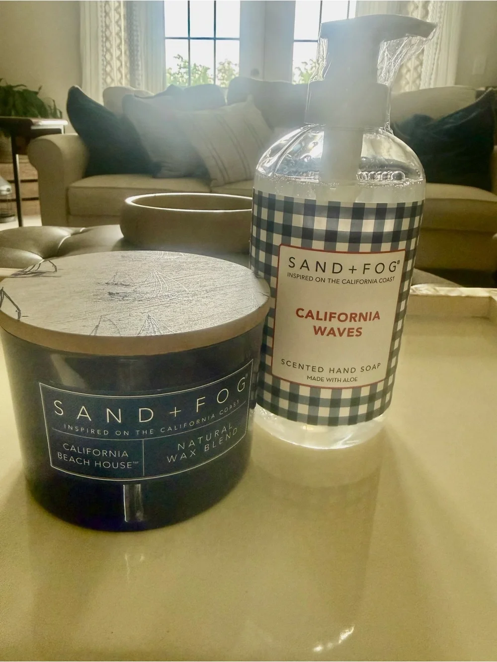 Sand & Fog- California Waves Hand Soap & California Beach House Candle -LARGE